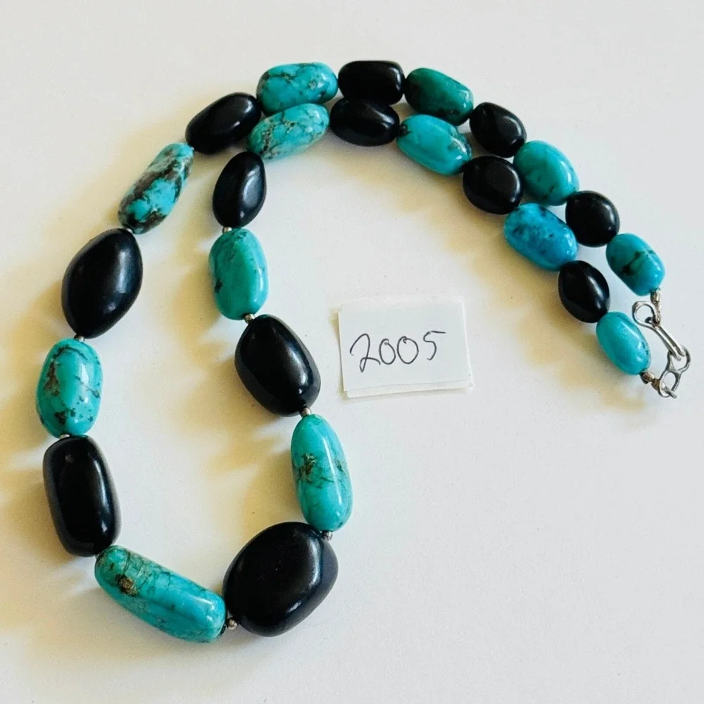 Necklace VTG Natural‎ Turquoise Collar Beads Graduated Genuine Boho Genuine 16